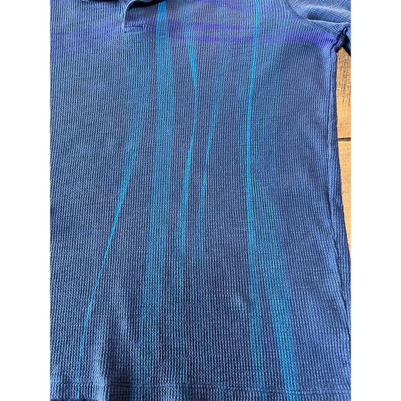 Mens Armani Exchange Blue Long Sleeve Waffle Knit Henley‎ Sleeve Buttons Size L - Picture 5 of 9
